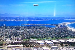 Looking southwest over Coronado. Bridge on the left, Silver Strand on the right. 